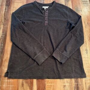 Men's Charcoal Dark Gray Henley Shirt Size XL